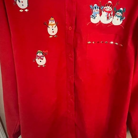 Christmas Embroidered vintage women’s shirt size L - Picture 3 of 7